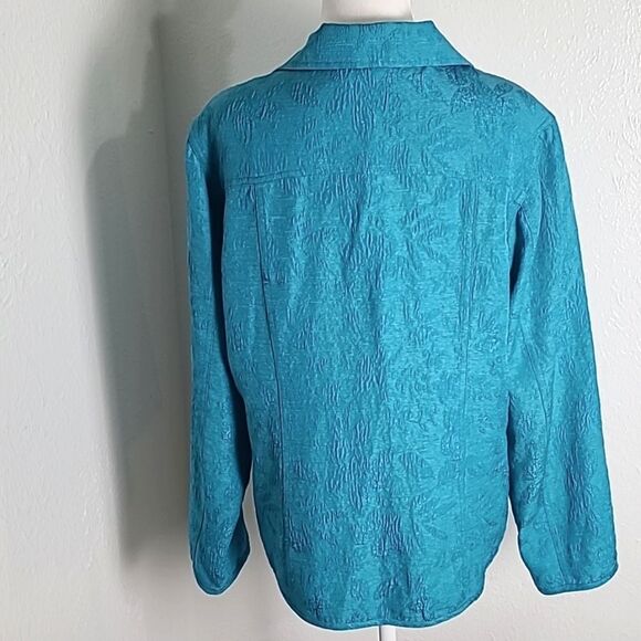 Chico's Teal Longsleeve Buttondown Jacket or Top, Size 2 or Large - Picture 8 of 12